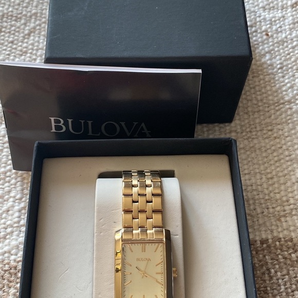 Bulova Women's Gold Rectangular Watch - Picture 2 of 3